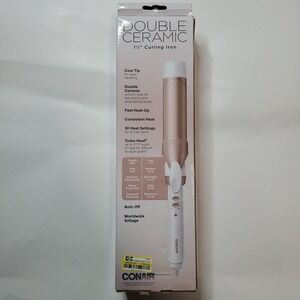 Conair Double Ceramic Curling Iron, 1 1/2 Inch Curling Iron, White/Rose Gold NEW